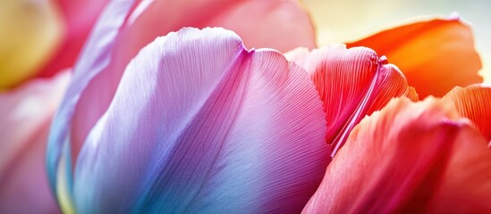 Vibrant tulip petals in rainbow hues