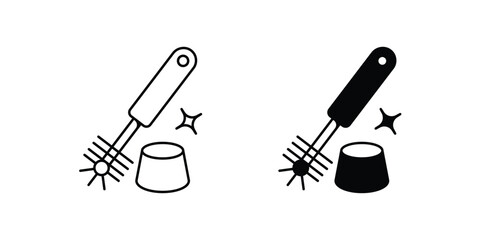 Toilet Brush set icon with white background vector stock illustration