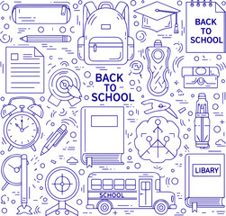 Back to School Education Doodle, Learning Supplies Pattern