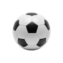 Naklejka premium New, glossy miniature soccer ball with classic black and white pattern, perfectly spherical, isolated on a pristine transparent seamless background with bright, shadowless studio lighting. Concept for