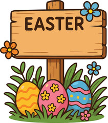 Easter day flat vector icon of colorful eggs illustration for sticker, logo, book, t-shirt and more print or digital design 