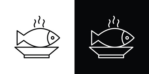 Cooked fish icon for template logo, vector designs.