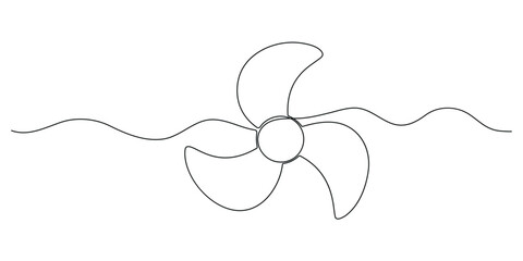 Continuous one line drawing of Electric fan. Single line art draw of fan. Editable vector, Minimalist table fan line drawing on white background.
