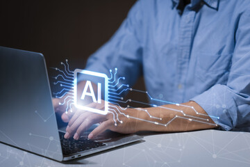 Ai technology, Artificial Intelligence. man using technology smart robot AI, artificial...