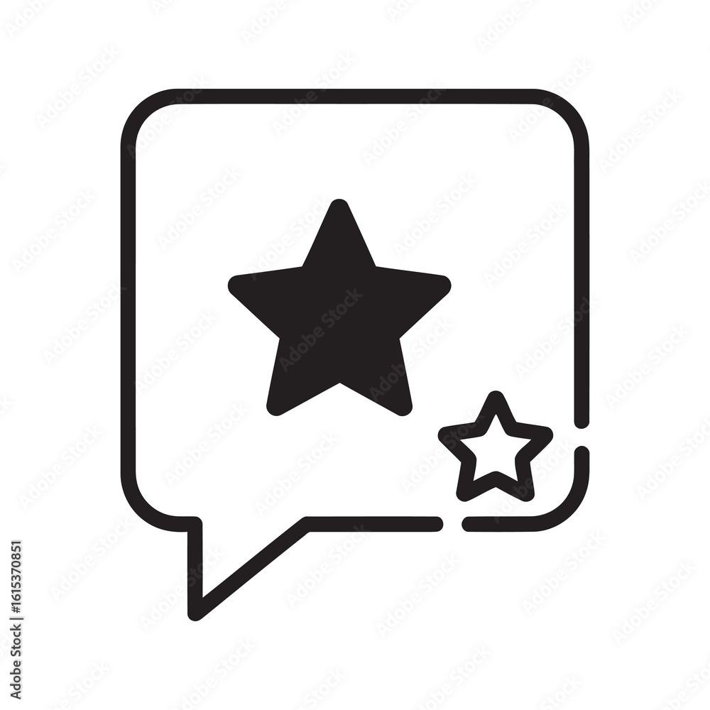 Poster customer feedback icon with star in a speech bubble representing user rating review and positive tes