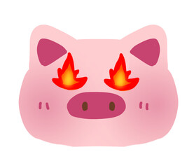 Fiery Eyes Pig Emoji Intense Piggy Gaze