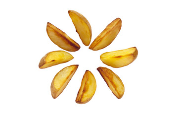 a circle of sliced potatoes on a white surface
