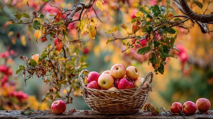 A basket full of apples on the table