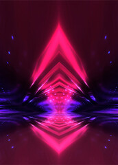Abstract bright neon background scene with rays, spotlights, multi-colored background.