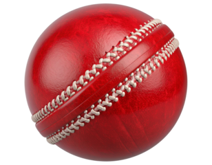 3D Render of Classic Red Cricket Ball with Visible Stitching, Isolated PNG