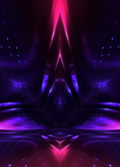 Abstract bright neon background scene with rays, spotlights, multi-colored background.