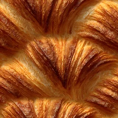 Wandcirkels Restaurant Golden flaky croissant texture, a delicious breakfast pastry close up  © li ying