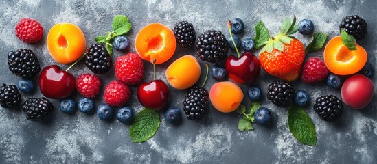 Colorful array of fresh berries and stone fruit
