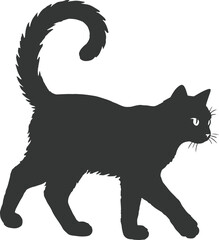 Silhouette of a Walking Black Cat – Elegant and Minimalist Animal Icon