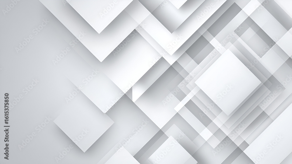 Aufkleber geometric design of layered white squares and parallelograms with gradient shadows