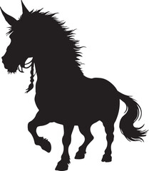 Feral Centaur in silhouette image white background..