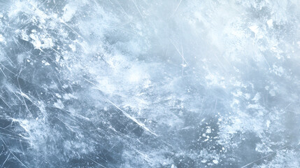 Fototapeta premium Ice surface with scratches and frost light shining through