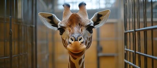 Giraffe Face Close Up View