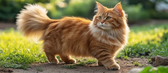 Ginger Cat Walking on Path