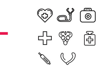 Medical and health care icon set white and black