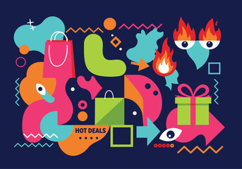 Colorful energy drinks poster with abstract design elements for beverage promotion