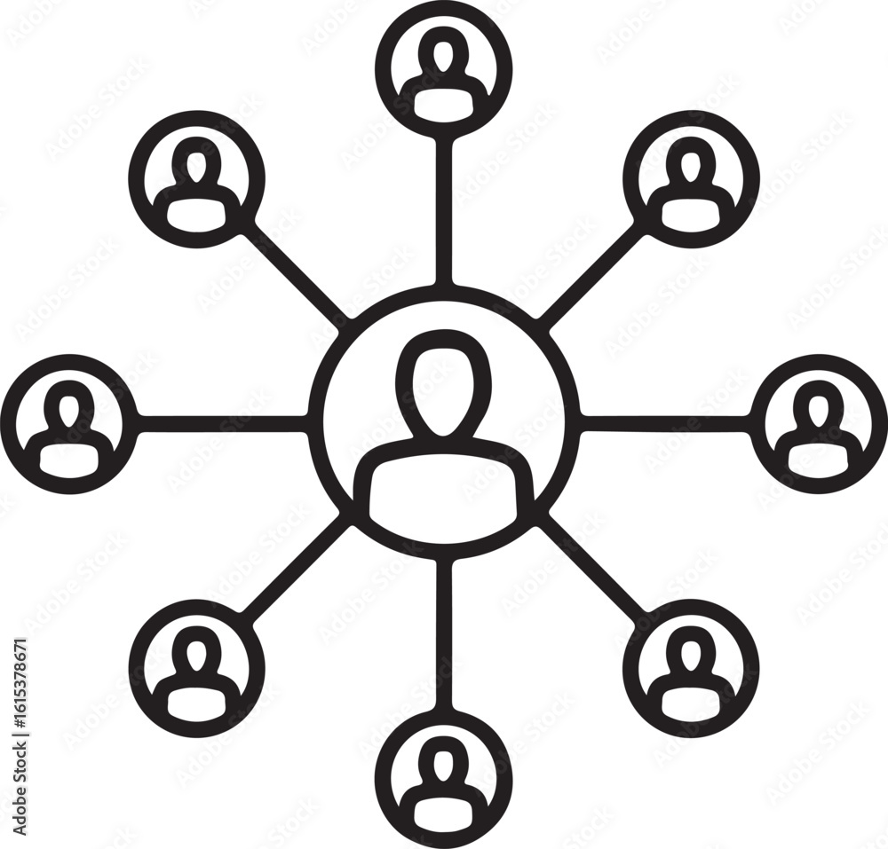 Poster vector art of a network of people connected by lines forming a social communication structure for sh