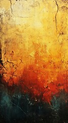 Textured Wall with Yellow Orange and Dark Paint Abstract Design