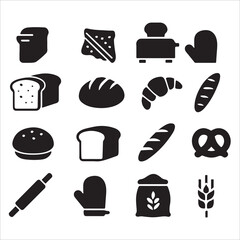Vector collection of food and drink silhouette icons for restaurant business web design