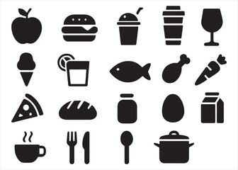 Here are a few options, choose the one you like best:
Food and drink icon set: kitchen, restaurant, and cooking symbols Vector food and drink icons: chef, cook, pot, pan, cup, and dish silhouettes