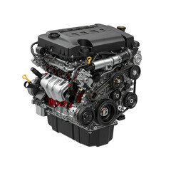 Passenger car engine isolated on white background