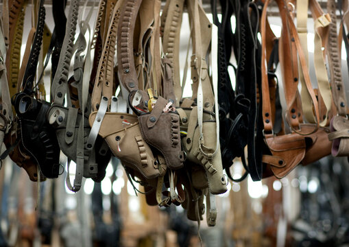 Holsters for sale in the souk, Najran Province, Najran, Saudi Arabia