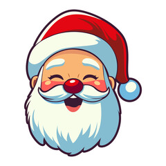 Christmas Santa Claus faces. Santa Claus head. Happy Santa Claus Face. Santa Claus clipart. Santa Claus in red hat. Santa Christmas cartoon character. Vector illustration isolated on white. Logo Santa