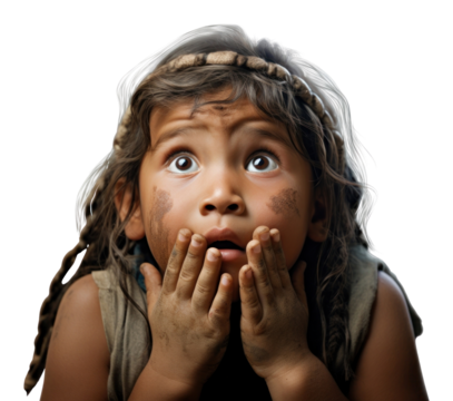 PNG Surprised native american child hand portrait photo.