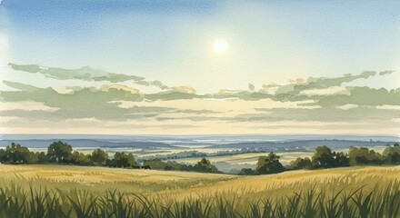 Golden wheat field under a cloudy summer sky