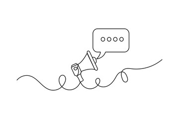 Continuous one line art of speech bubble icon in modern minimalist style isolated illustration
