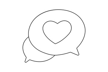 Continuous one line art of speech bubble icon in modern minimalist style isolated illustration