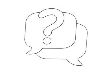Single line art drawing of speech bubble outline in simple minimalist style isolated on white