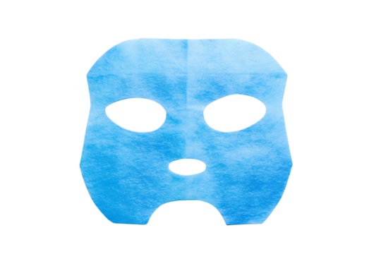 a blue mask with holes on it