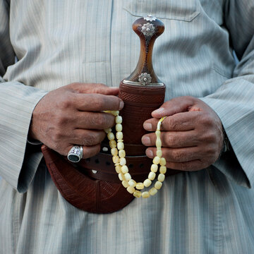 Saudi man wearing a Jambyia, Najran Province, Najran, Saudi Arabia
