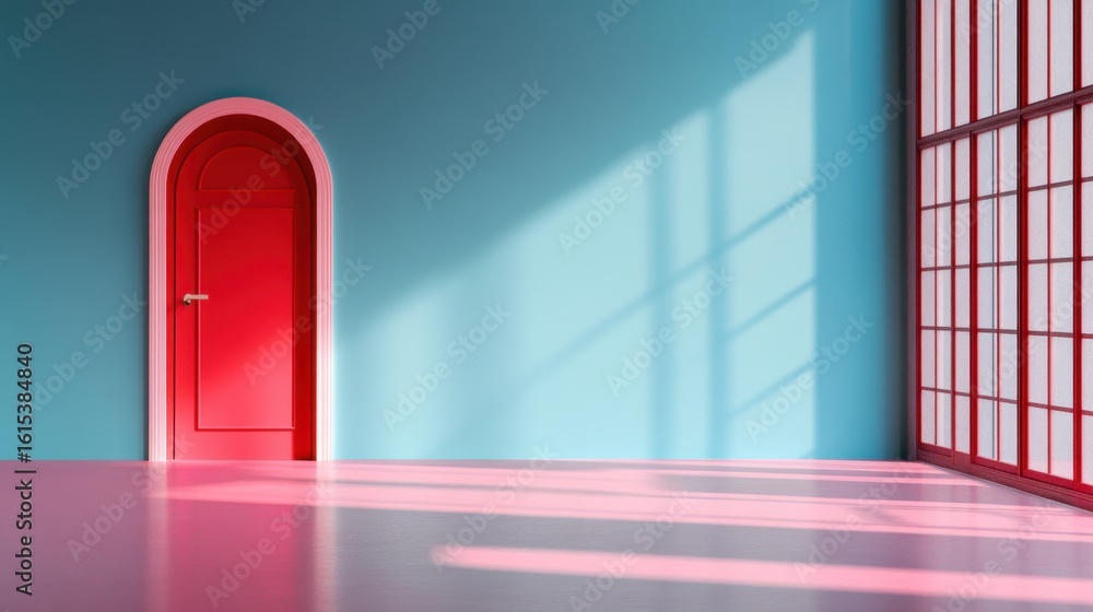 Poster a room where every object is painted the exact same color