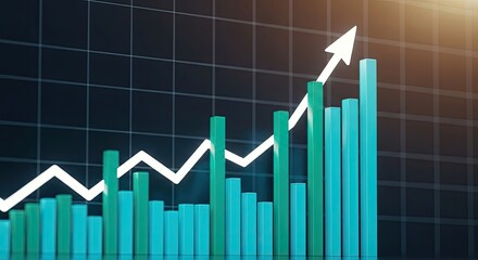 Financial growth chart with upward trend and arrow