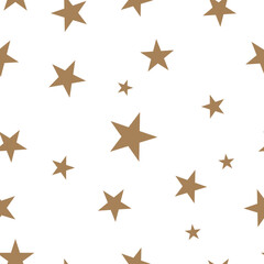 Seamless simple background design with golden stars. Christmas gift wrapping paper design. Vector illustration. 