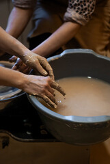 Clay modeling with creative hands