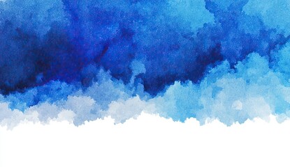 Abstract watercolor wash of deep blues and light blues, transitioning to white