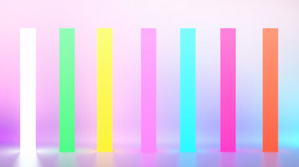 Vertical stripes in a gradient of pastel colors on a soft background.
