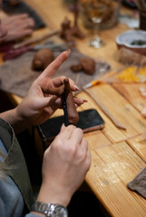 Traditional clay crafting by hand