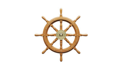 Isolated wooden ship wheel nautical steering wheel vintage boat wheel for marine decoration 100 character on transparent background