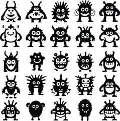 Fototapeta premium Hand-Drawn Silhouette Monsters for Kids 