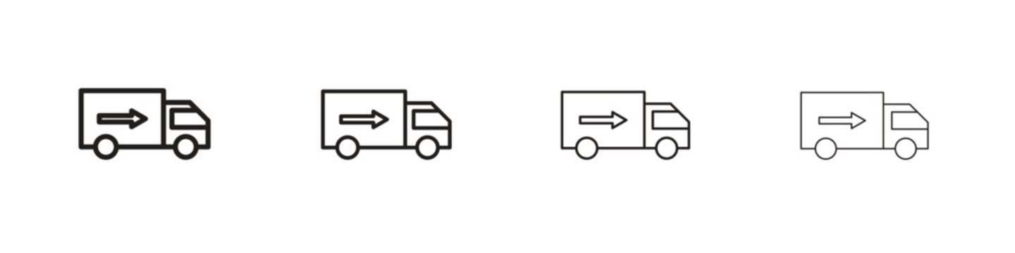 Truck arrow icon linear vector icon in a editable style.