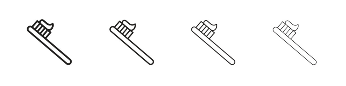 Toothbrush icon linear vector icon in a editable style.